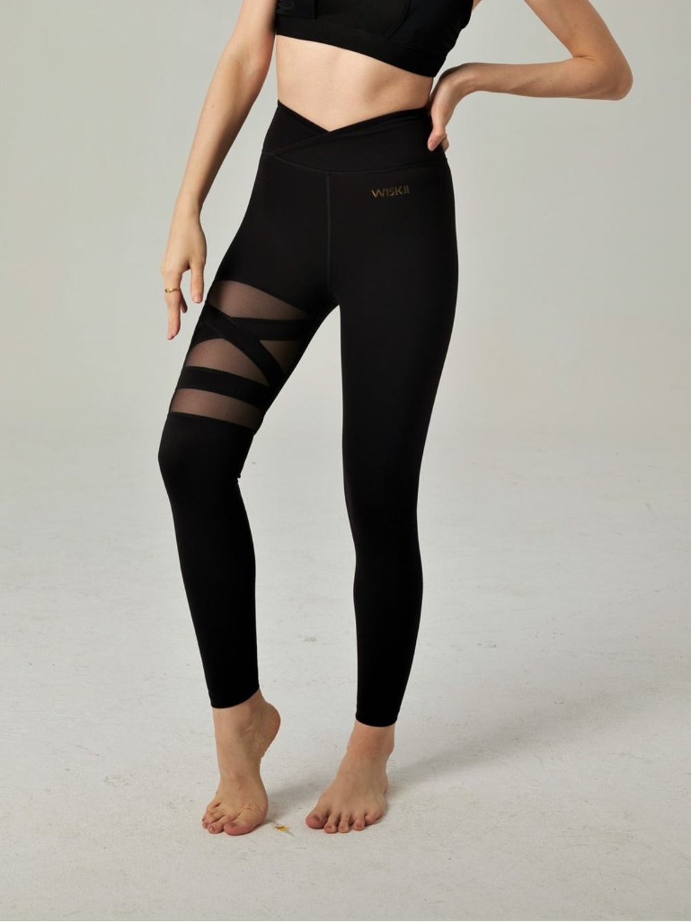 WISKII TRAINING MESH SHEER LEGGINGS IN BLACK SKU: GT008-LG-00168 LARGE